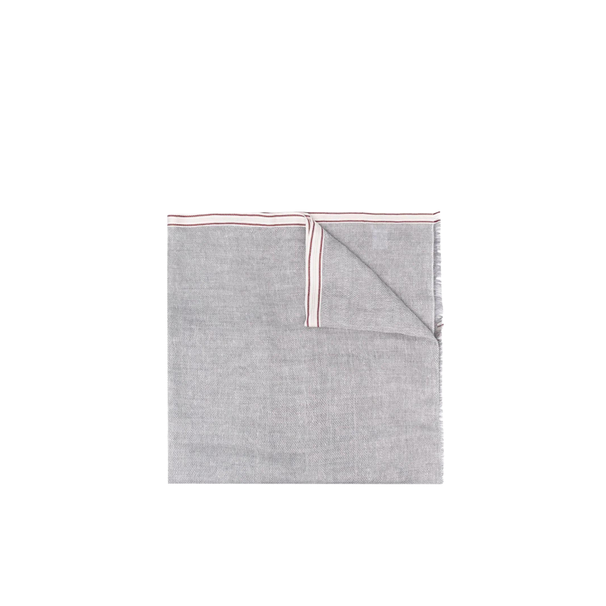 brunello-cucinelli-echarpe-lin-cachemire-soie-grise-gance-bordeaux