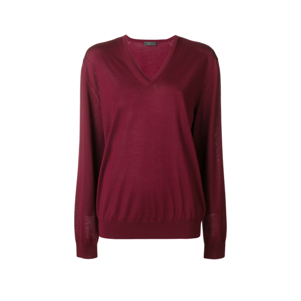prada-pull-col-v-en-laine-peignee-rouge-bordeaux