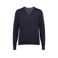 Pull col V en laine peignée bleu marine