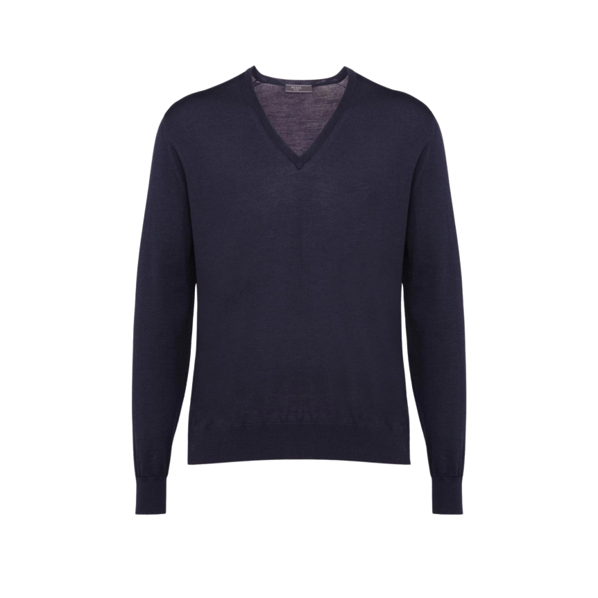 prada-pull-col-v-en-laine-peignee-bleu-marine