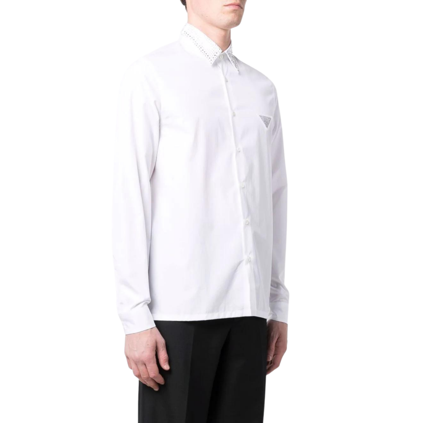 prada-chemise-manches-longues-coton-blanc-col-cristal-strass
