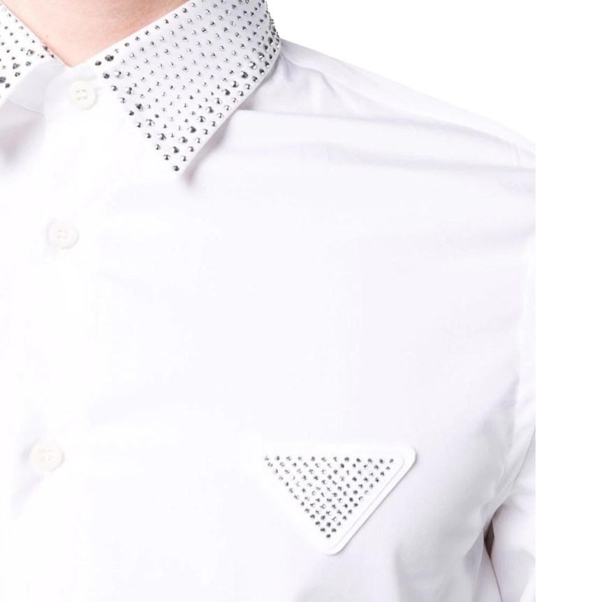 prada-chemise-manches-longues-coton-blanc-col-cristal-strass