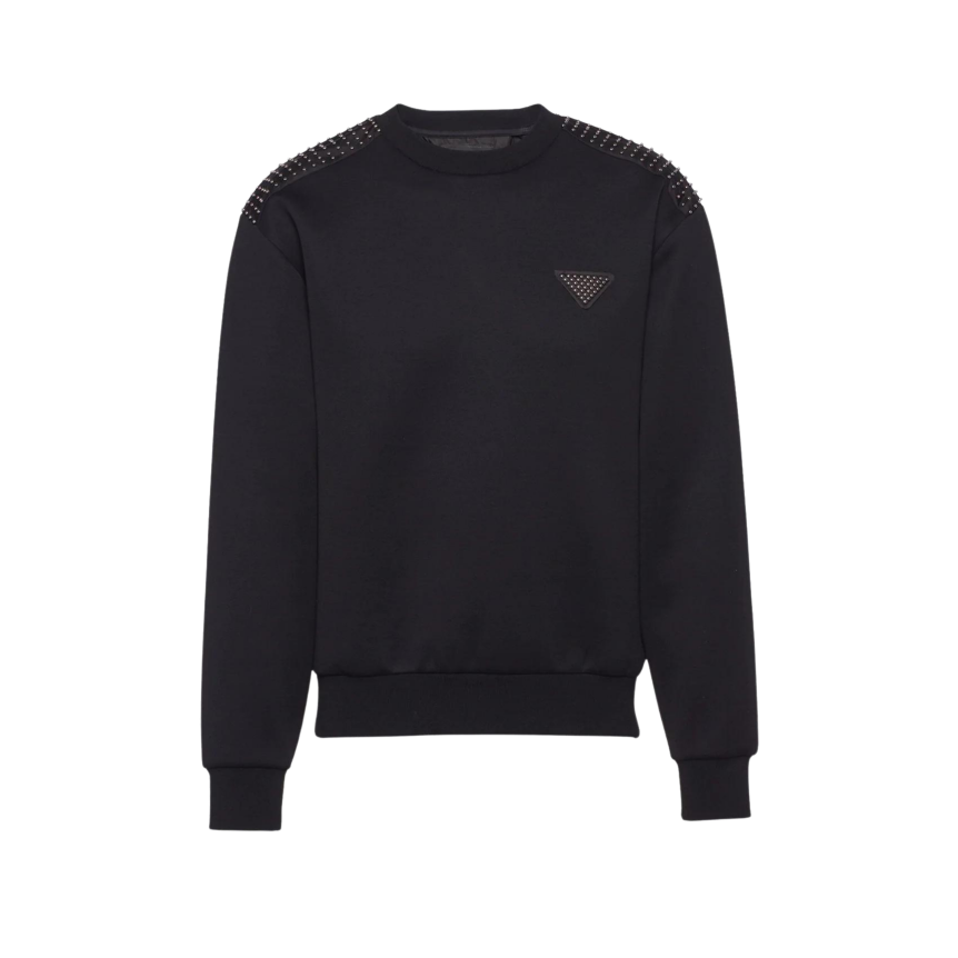 prada-sweat-shirt-col-rond-coton-noir-clou-metal