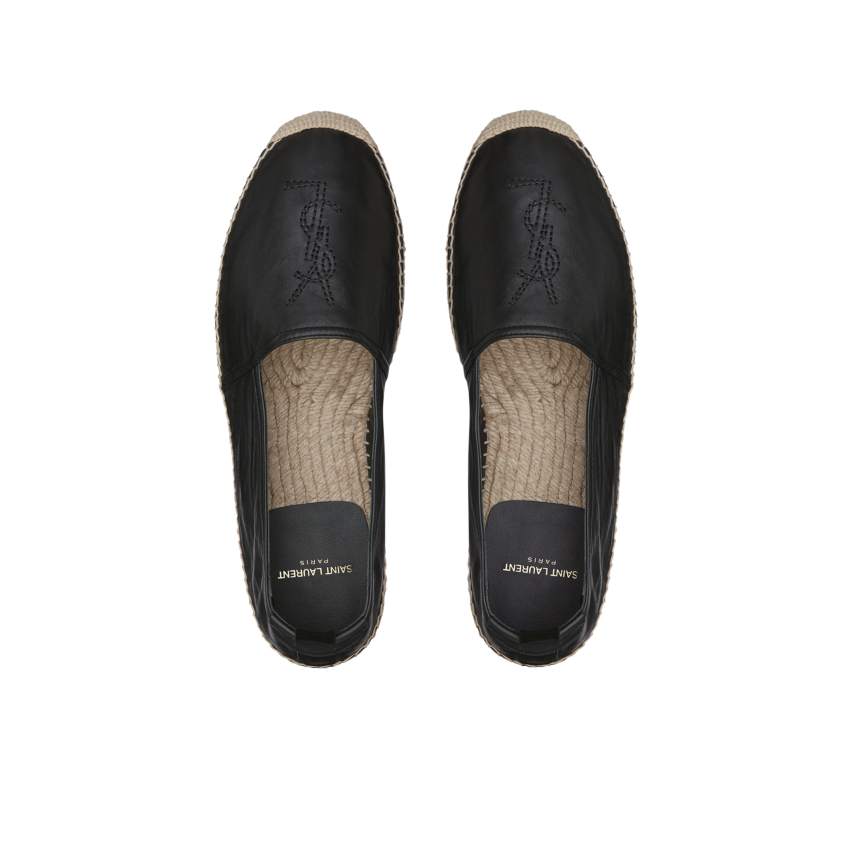 saint-laurent-espadrille-monogram-cuir-lisse-noir