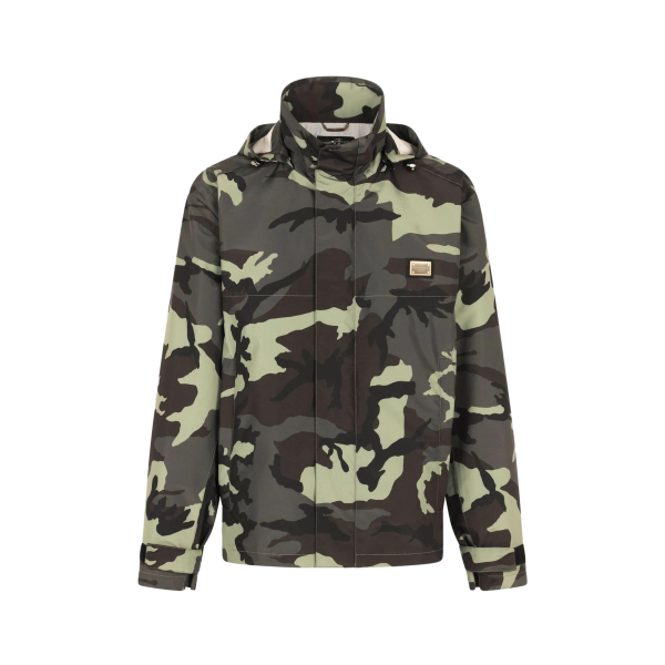 Blouson veste zippée camouflage kaki plaque logo DG