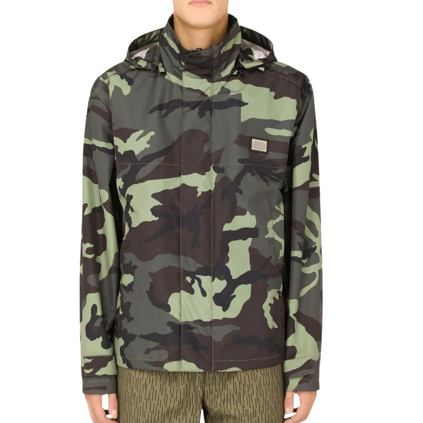 Blouson veste zippée camouflage kaki plaque logo DG
