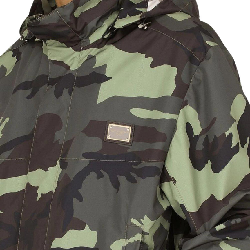 Blouson veste zippée camouflage kaki plaque logo DG