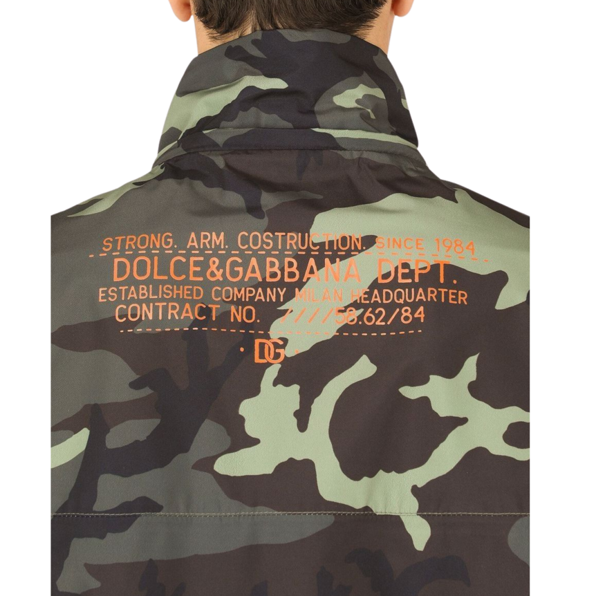 Blouson veste zippée camouflage kaki plaque logo DG