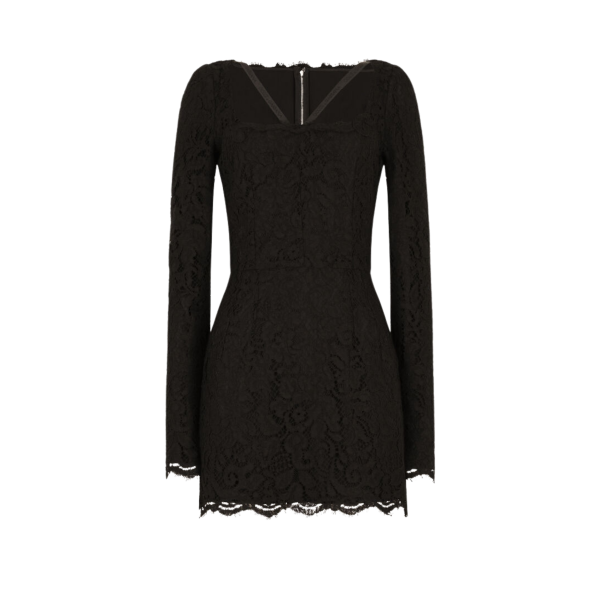 Robe courte Dentelle noire Encolure Carre