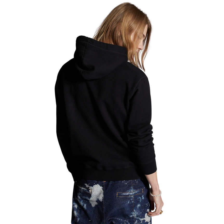 Hoodie en coton noir à logo ICON vernis