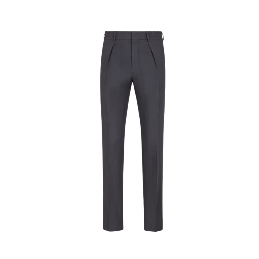 Pantalon droit à pinces Fendi Lin Gris Anthracite