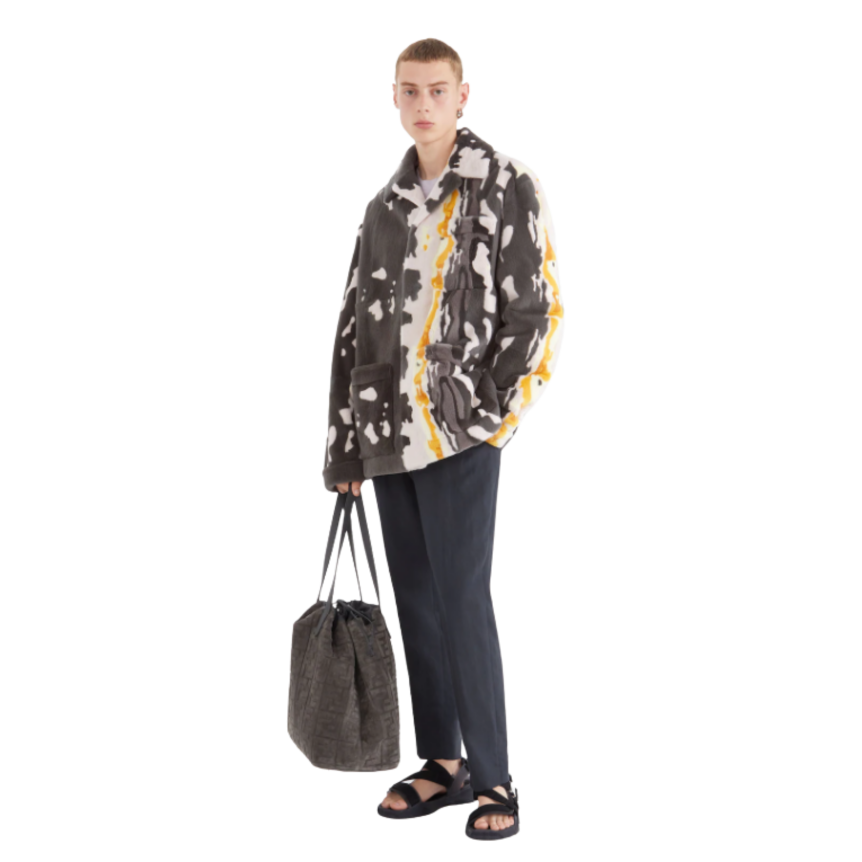 Pantalon droit à pinces Fendi Lin Gris Anthracite