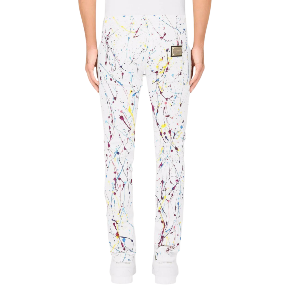 Pantalon Jeans Skinny Dolce & Gabbana denim coton blanc tache peinture multicolore
