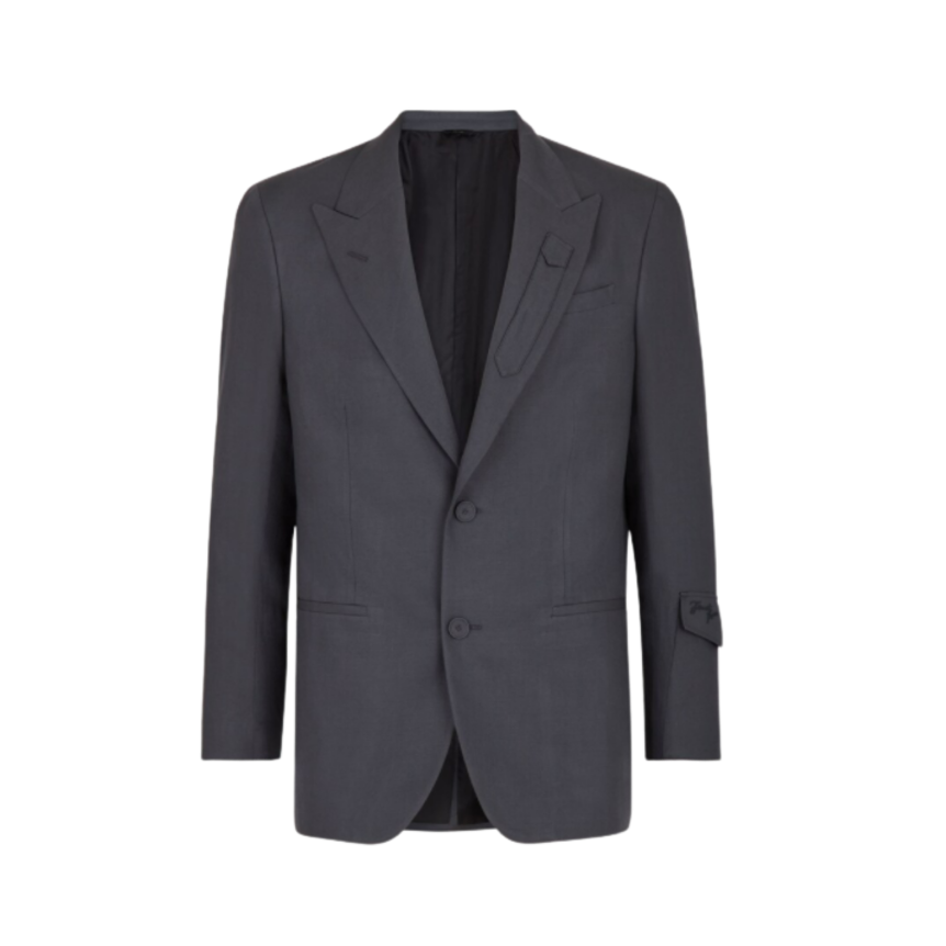 Veste Blazer Fendi 2 boutons Lin Gris Anthracite