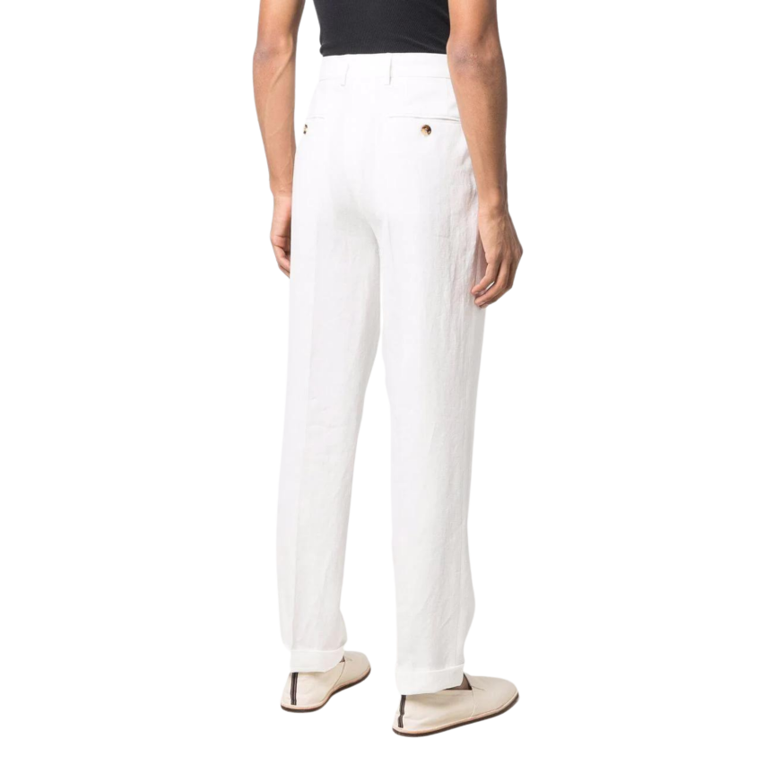 Pantalon Brunello Cucinelli droit coton lin Blanc Ecru