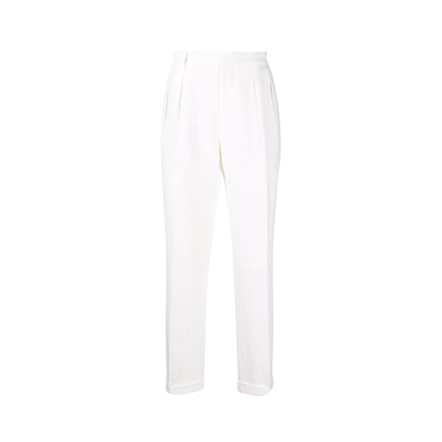 Pantalon Brunello Cucinelli droit coton lin Blanc Ecru