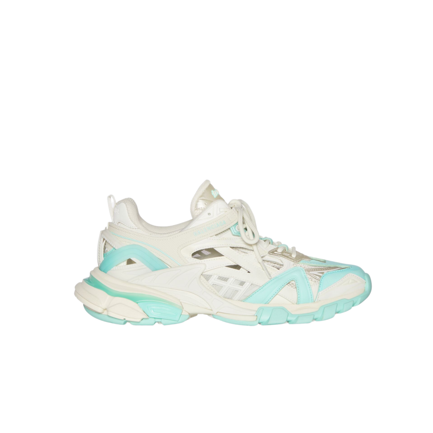 Sneakers Track 2.0 Maille nylon blanc turquoise