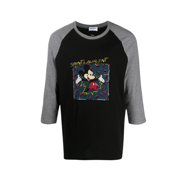 T-shirt SAINT LAURENT manches courtes coton noir gris Mickey