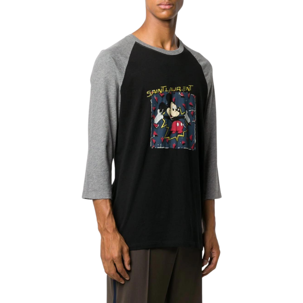 T-shirt SAINT LAURENT manches courtes coton noir gris Mickey