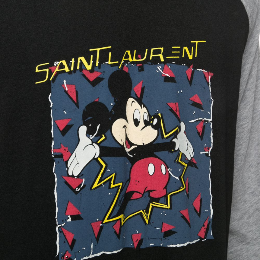 T-shirt SAINT LAURENT manches courtes coton noir gris Mickey