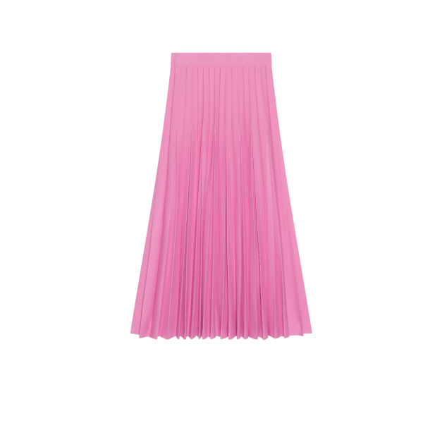 Jupe BALENCIAGA mi-longue plissée maille viscose rose