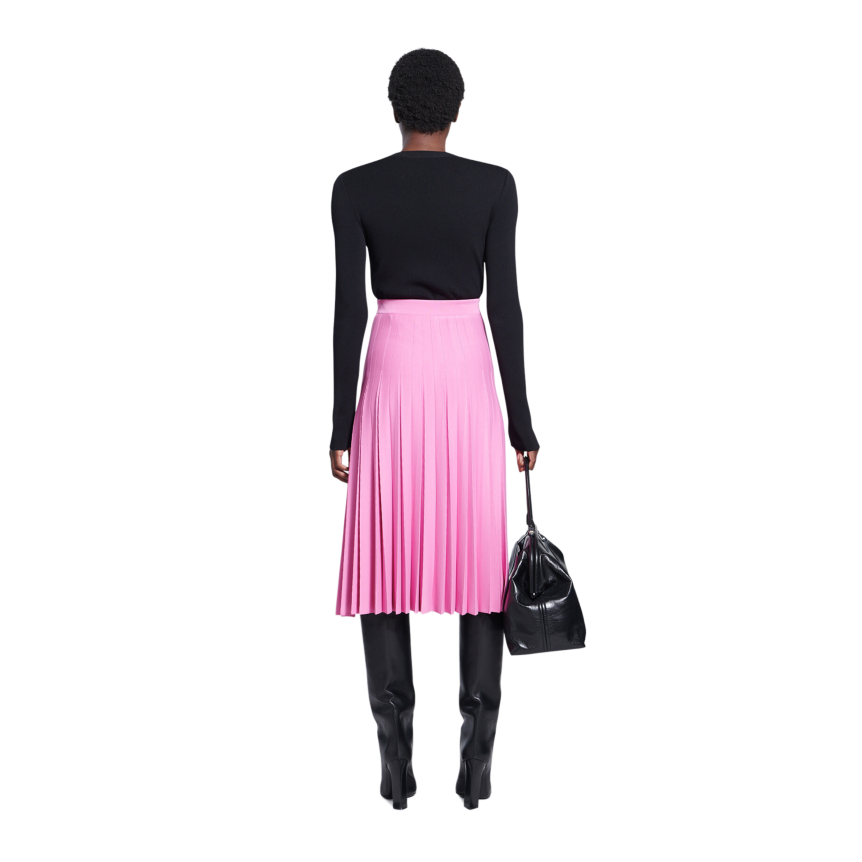 Jupe BALENCIAGA mi-longue plissée maille viscose rose