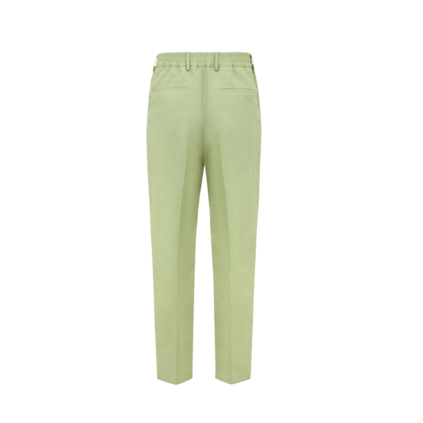 Pantalon à pince FENDI Lin vert clair broderie Fendi Roma