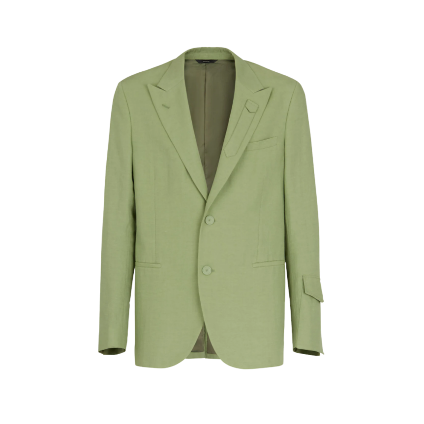 Veste blazer FENDI 2 boutons lin vert clair anis