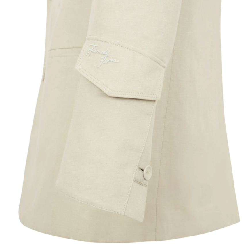 Veste FENDI blazer 2 boutons lin beige
