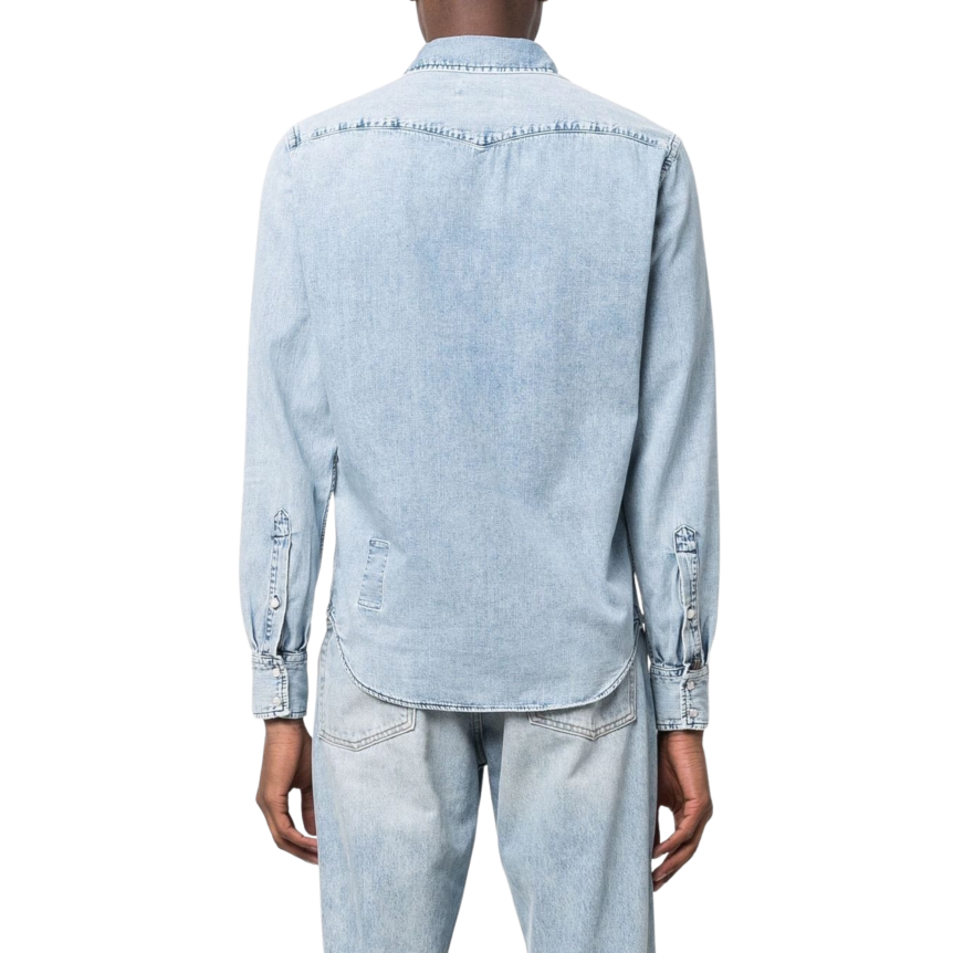 Chemise JACOB COHEN manches longues denim jean bleu clair délavé