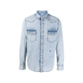 Chemise manches longues denim jean bleu clair délavé