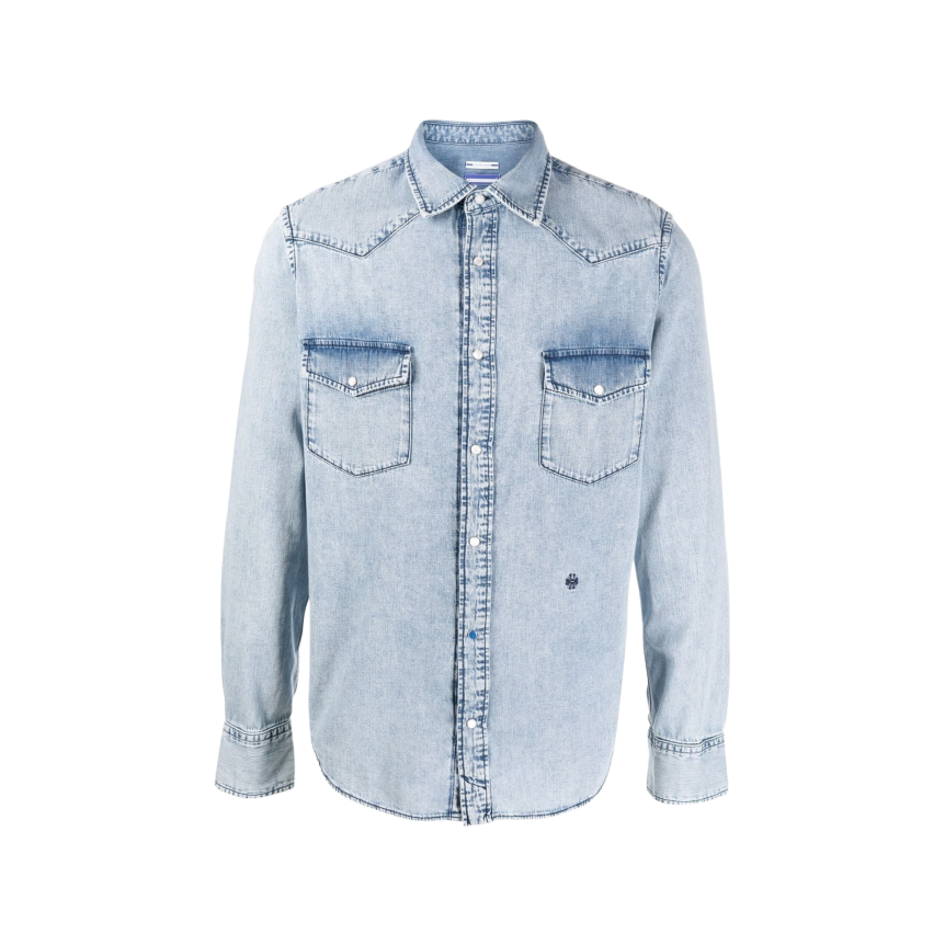 Chemise JACOB COHEN manches longues denim jean bleu clair délavé