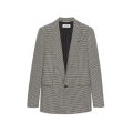 Veste Blazer un bouton laine mohair vichy noir blanc col flèche