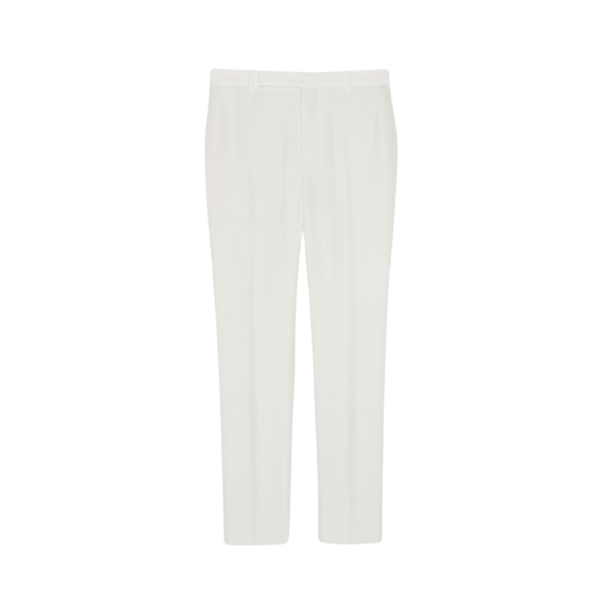 Pantalon ajusté SAINT LAURENT Laine Craie rayures satin