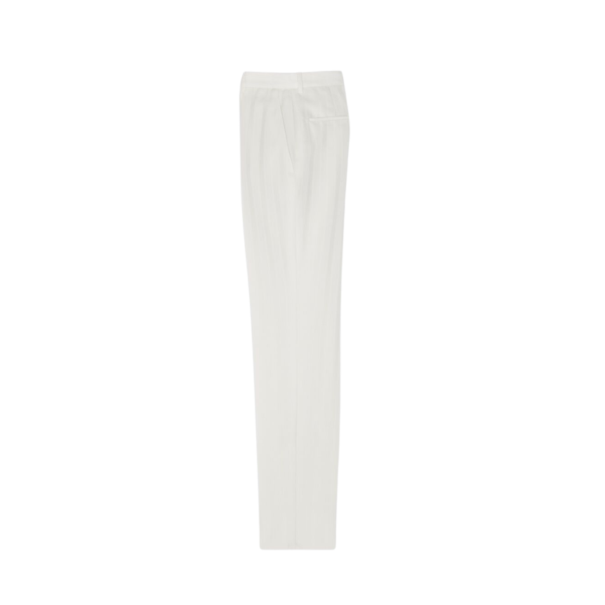 Pantalon ajusté SAINT LAURENT Laine Craie rayures satin