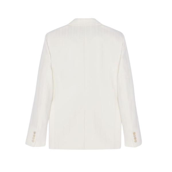 Veste ajustée SAITN LAURENT simple bouton Laine Craie rayures satin
