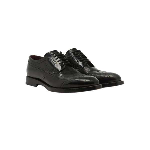 Derbies DOLCE & GABBANA classiques cuir noir bout fleuri