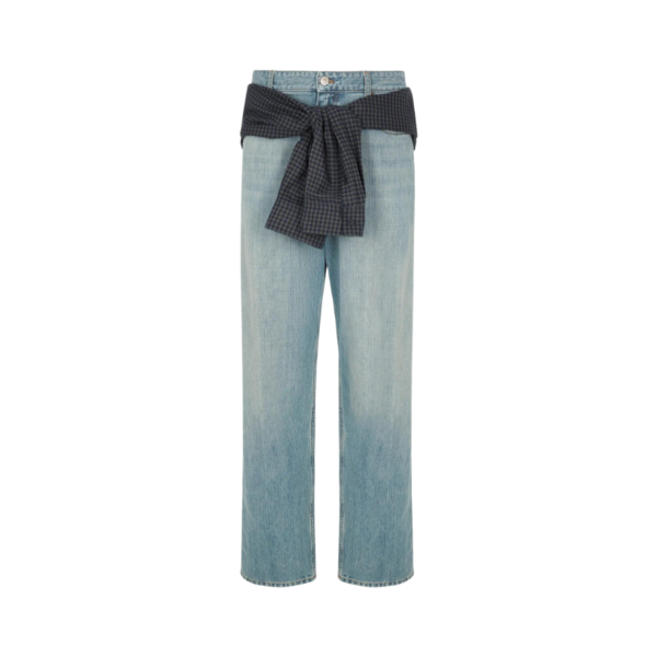 Jean Hybride BALENCIAGA bleu delavé chemise dos à nouer