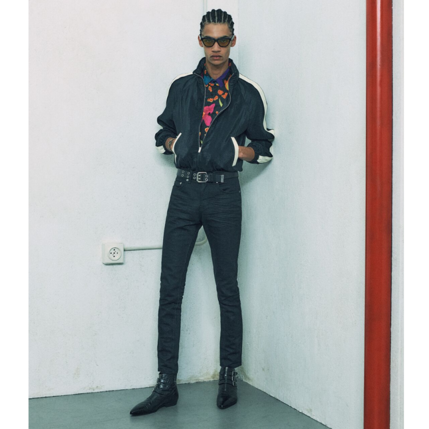 Chemise SAINT LAURENT manches courtes Col Yves Coton Fleurs multicolores