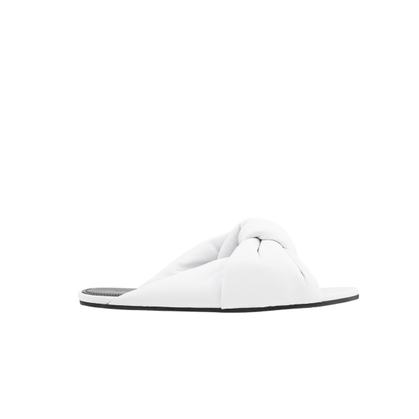 Mules BALENCIAGA plates Drapy drapée en cuir blanc