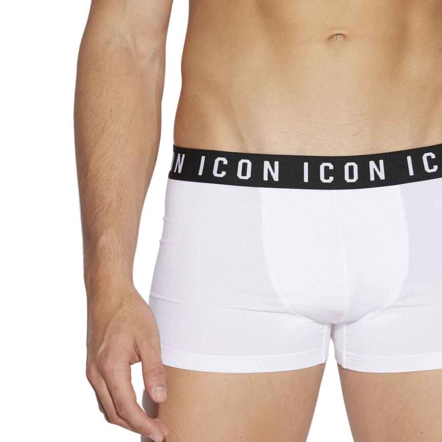 Boxer DSQUARED2 BE ICON Brief Blanc ceinture noire ICON Blanc