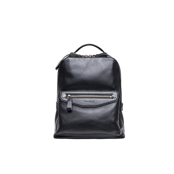 Sac à dos SANTONI cuir patiné noir