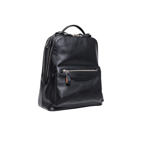 Sac à dos SANTONI cuir patiné noir