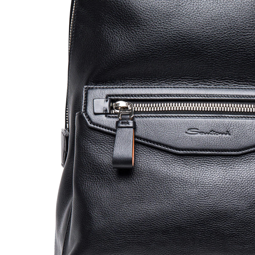 Sac à dos SANTONI cuir patiné noir