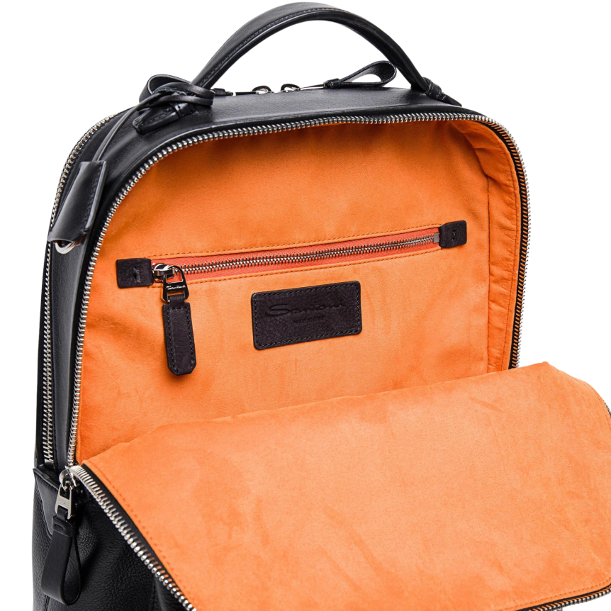 Sac à dos SANTONI cuir patiné noir