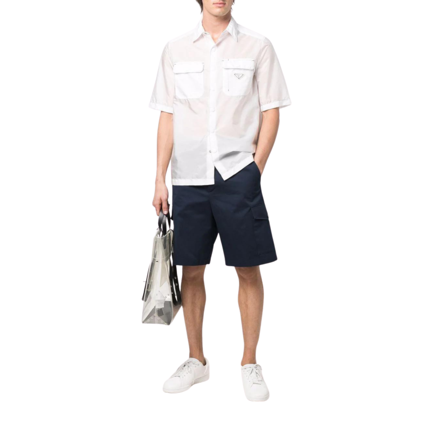 PRADA Bermuda Cargo coton bleu marine poches