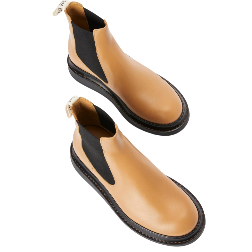 Boots LOEWE Chelsea en Cuir de veau Gold Désert Semelle Noire