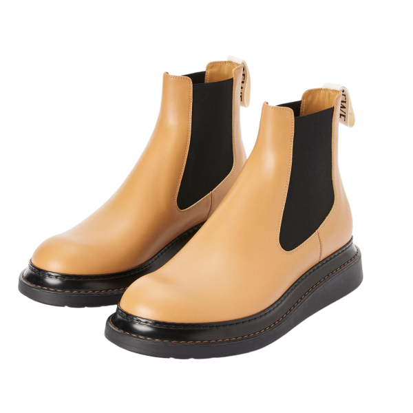 Boots LOEWE Chelsea en Cuir de veau Gold Désert Semelle Noire