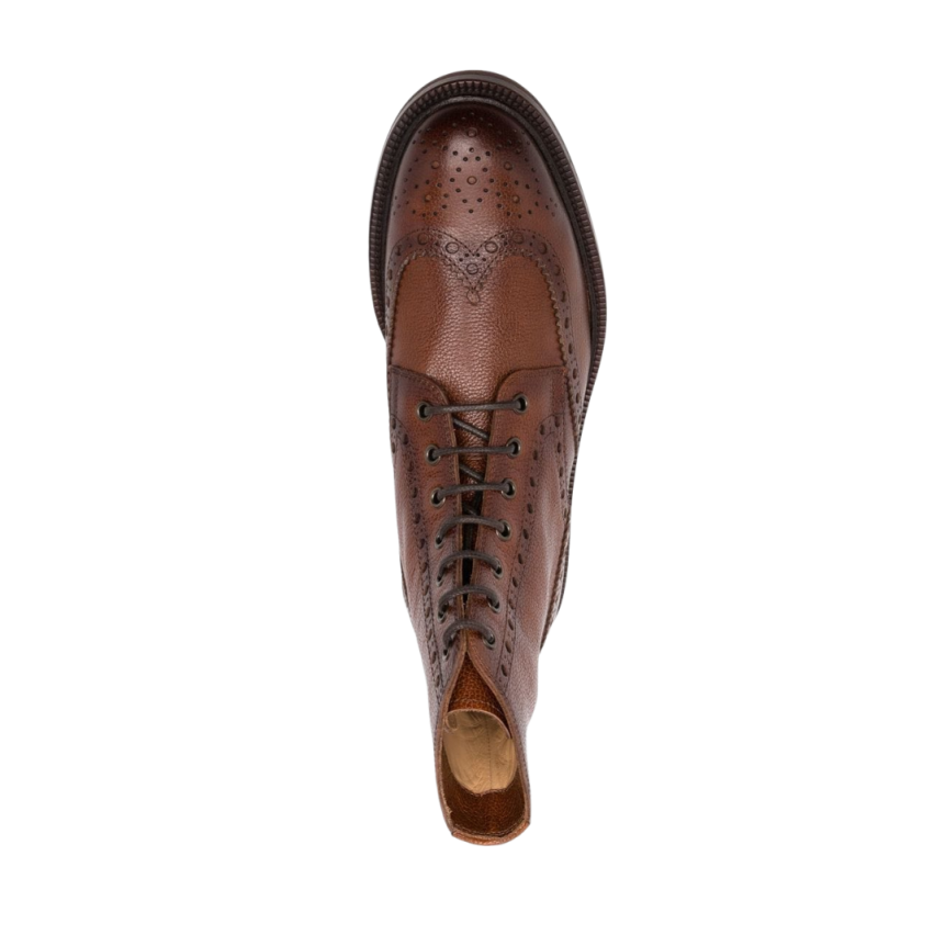 Bottines Brunello Cucinelli Lacets Cuir Marron Bout Fleuri