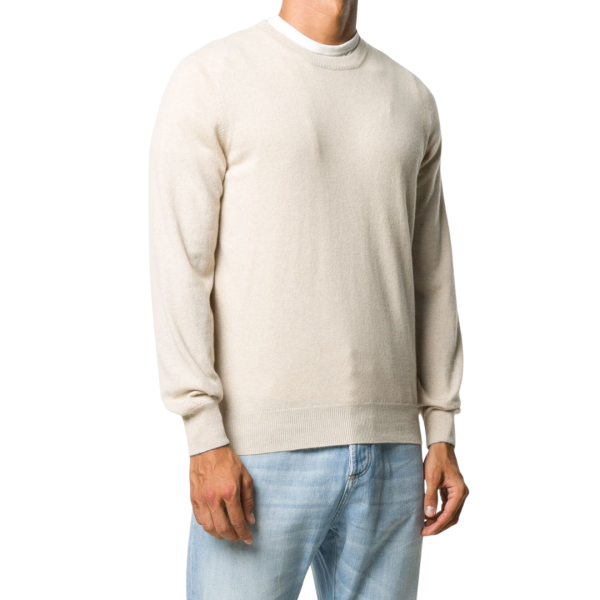 Pull Ras Du Cou Beige Cachemire